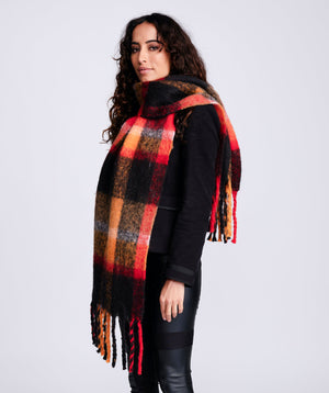 Black & Red Checked Scarf - Accessories, Black/Red, Freya, Scarf, Winter Accessories