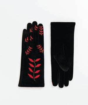 Women`s Vintage Gloves - Red - Accessories, Black/Red, Glove, Hattie, Winter Accessories