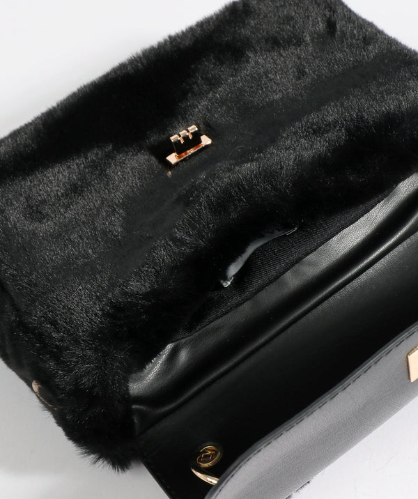 Black Faux Fur Crossbody Bag