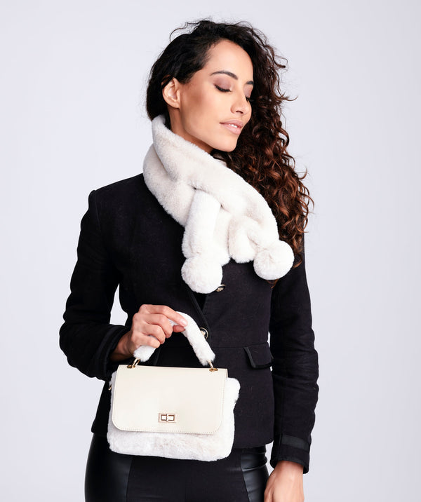 Faux Fur Crossbody Bag - Pearl - Accessories, Bag, Faux Fur, Hepburn, Pearl, Winter Accessories