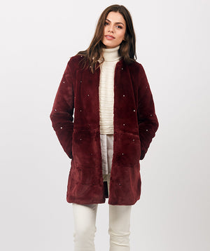 Winter Faux Fur Coat - Berry - Apparel, Berry, Coat, Faux Fur, Jasmin, Outerwear, Sale