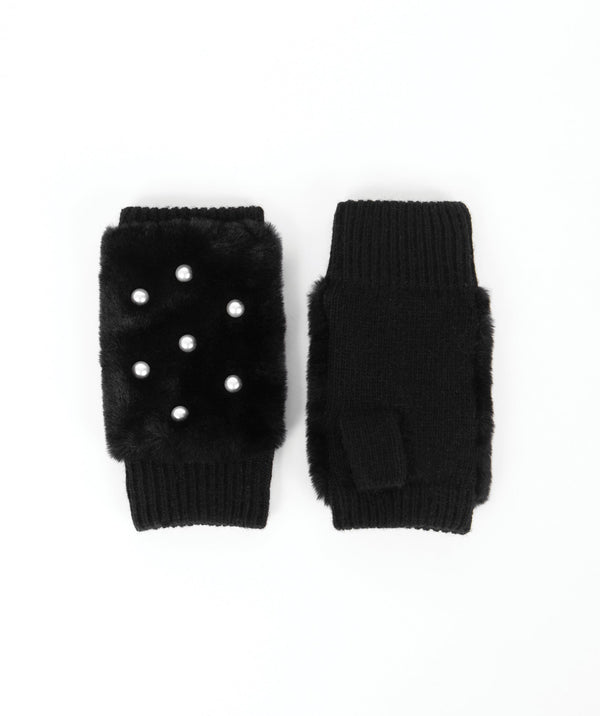 Fingerless Faux Fur Glove - Black - Accessories, Black, Faux Fur, Glove, Jasmin Fingerless, Winter Accessories