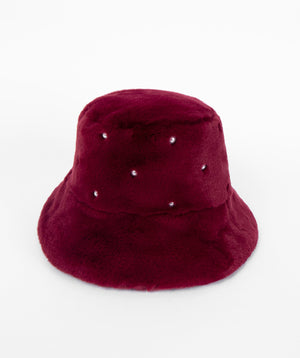 Faux Fur Bucket Hat - Berry - Accessories, Berry, Faux Fur, Hat, Jasmin, Winter Accessories