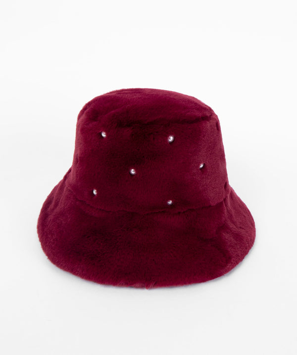 Faux Fur Bucket Hat - Berry - Accessories, Berry, Faux Fur, Hat, Jasmin, Winter Accessories