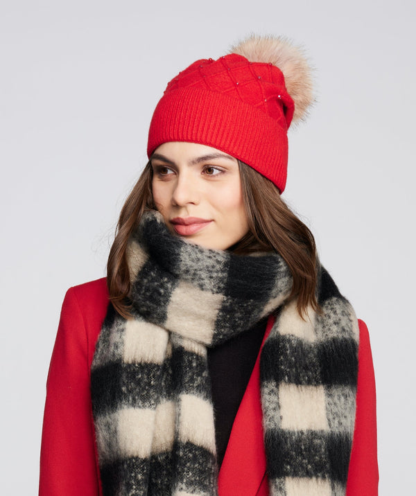 Jewelled Beanie Hat - Red