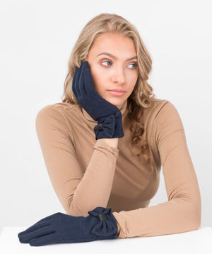 Wool Glove with Cute Wrist Bow - Navy - Accessories, Glove, Jolie, Navy, Winter Accessories