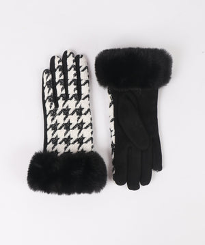 Houndstooth Gloves - Black/White - Accessories, Black/White, Glove, Kandi, Winter Accessories