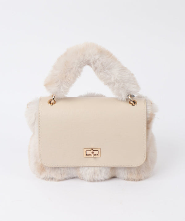 Cream/Light Beige Faux Fur Bag