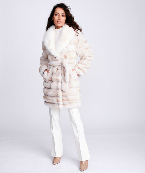 Eco Faux Fur Coat - Honeycomb - Apparel, Honeycomb, Coat, Faux Fur, Keeva, Outerwear, Winter