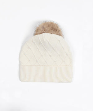 Jewelled Beanie Hat - Cream - Accessories, Hat, Ivory, Khloe, Winter Accessories
