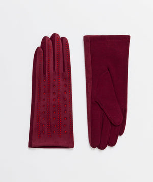 Women`s Suede Gloves - Burgundy - Accessories, Glove, Kira, Red, Winter Accessories