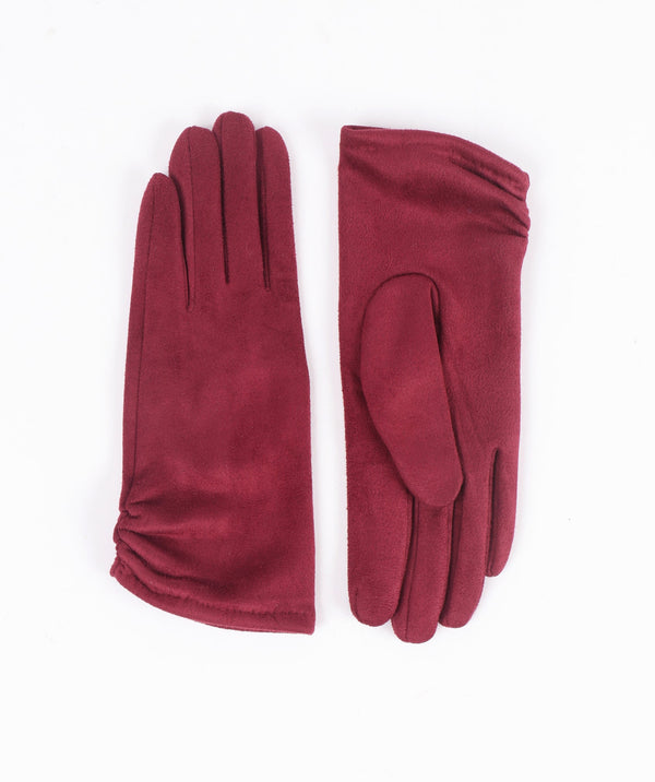 Women`s Suede Gloves - Burgundy