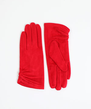 Women`s Suede Gloves - Red - Accessories, Glove, Laura, Red, Winter Accessories