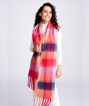 Multicoloured Checked Blanket Scarf - Multicoloured - Accessories, Leah, Multicoloured, Scarf, Winter Accessories