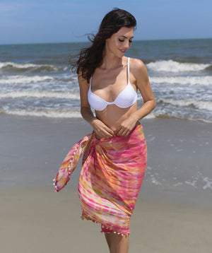 Pink Tie Dye Beach Sarong with Vibrant Colors