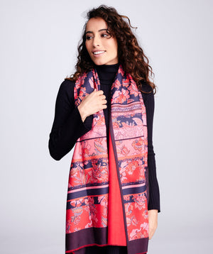 Reversible Floral Print Scarf - Red - Accessories, Mavis, Red, Scarf, Winter Accessories