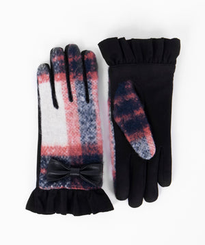 Warm Vibrant Checked Winter Glove - Navy/Orange - Accessories, Glove, Melanie, Navy/Orange, Winter Accessories