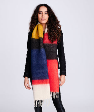 Super Soft Striped Blanket Scarf - Multicoloured - Accessories, Melody, Multicoloured, Scarf, Winter Accessories