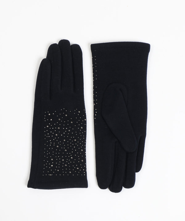 Embellished Suede Gloves - Black - Accessories, Black, Glove, Miranda, Winter Accessories