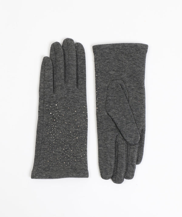 Embellished Suede Gloves - Charcoal - Accessories, Charcoal, Glove, Miranda, Winter Accessories