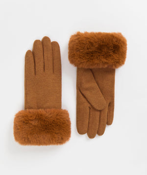 Women`s Fur Cuff Gloves - Spice - Accessories, Glove, Monroe, Spice, Winter Accessories