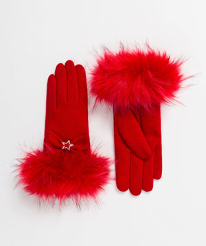 Women`s Gloves with Stars - Red - Accessories, Glove, Red, Rhea, Winter Accessories