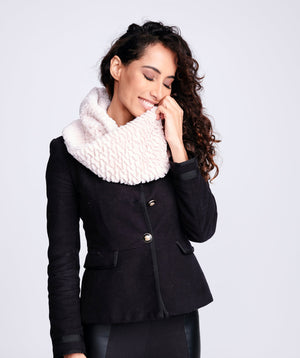 Super Soft Faux Fur Snood - Pale Pink - Accessories, Blush, Faux Fur, Rowen, Scarf, Winter Accessories