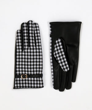 Classic Checked Gloves - Black & White - Accessories, Black/White, Glove, Samantha, Winter Accessories