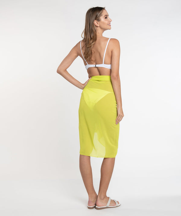 Lime Lightweight Plain Sarong with Self-Fastening