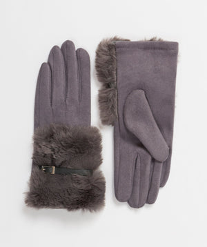 Winter Glove with Deep Faux Fur Cuff - Grey - Accessories, Glove, Grey, Sia, Winter Accessories