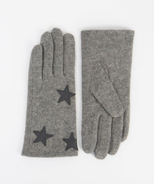 Women`s Fabric Gloves with Stars - Grey - Accessories, Glove, Grey, Uma, Winter Accessories