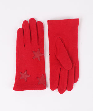 Women`s Fabric Gloves with Stars - Red - Accessories, Glove, Red, Uma, Winter Accessories