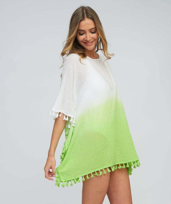 Lime Tie Dye Ombre Coverup with Pullover Design