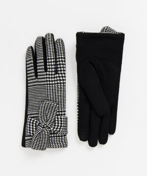 Fine Check Gloves - Black and White - Accessories, Black/White, Glove, Vivien, Winter Accessories