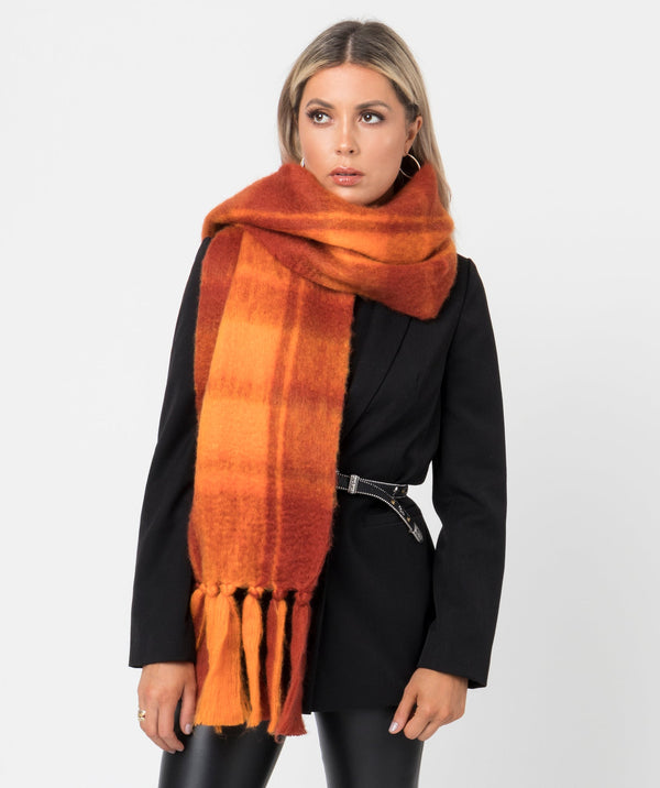 Vibrant Autumnal Blanket Scarf - Orange - Accessories, Orange/Red, Scarf, Winter Accessories, Zabella