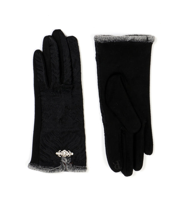 Textured Fabric Gloves - Black - Accessories, Black, Glove, Winter Accessories, Zelia